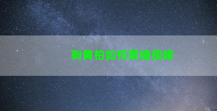 刺黄柏如何繁植视频