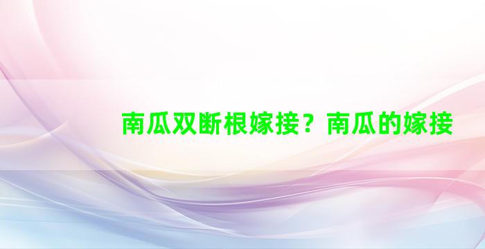 南瓜双断根嫁接？南瓜的嫁接