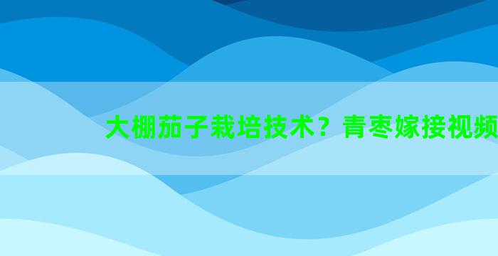 大棚茄子栽培技术？青枣嫁接视频