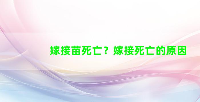 嫁接苗死亡？嫁接死亡的原因