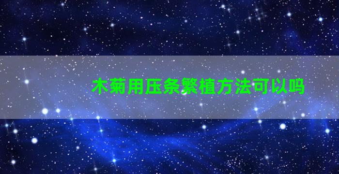 木菊用压条繁植方法可以吗