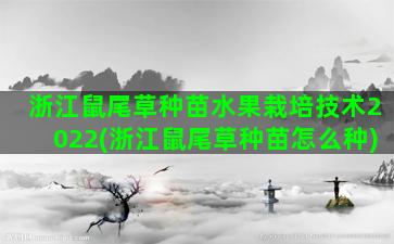 浙江鼠尾草种苗水果栽培技术2022(浙江鼠尾草种苗怎么种)