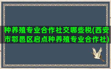 种养殖专业合作社交哪些税(西安市鄠邑区启点种养殖专业合作社)