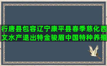 行唐县包容辽宁康平县春季慈化西文水产退出特金骏眉中国特种养殖行业现状